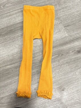 Ruffle Butts Mustard Ribbed Leggings with Ruffle Hems